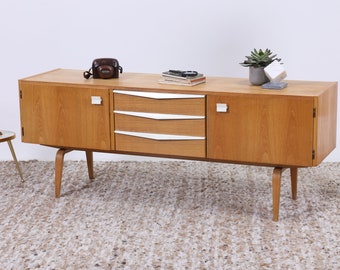 Buffet Hellerau 427 / K années 60 | Buffet à tiroirs du milieu du siècle, frêne clair, Franz Ehrlich, design rétro des années 70