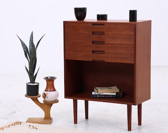 Vintage Teak Kommode | Mid Century Schubladenkommode | 5 Schubladen | Offenes Fach | Danish Design 1960er