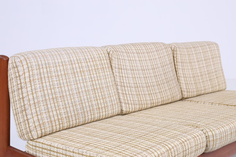 Canapé du milieu du siècle par Knoll Antimott Canapé-lit vintage années 60, lit de repos 3 places, rétro marron beige, années 70 image 7