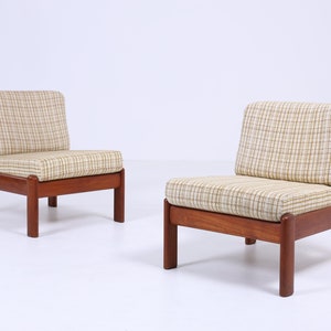 2x teak wood armchairs by Knoll Antimott | Vintage armchair mid century set 60s sofa retro brown beige 70s