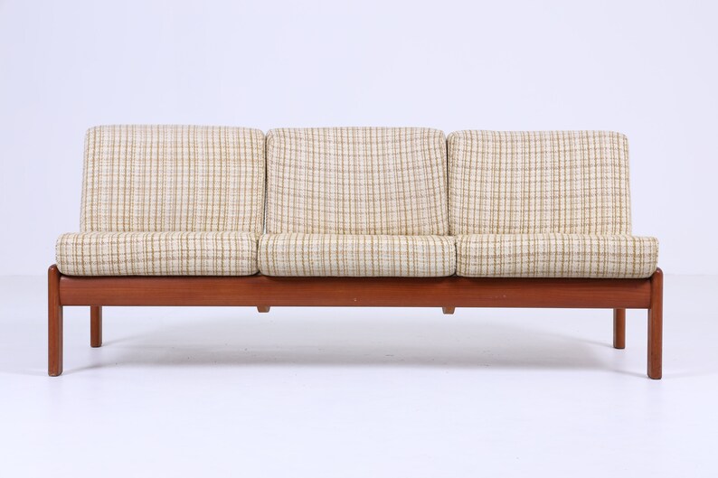 Canapé du milieu du siècle par Knoll Antimott Canapé-lit vintage années 60, lit de repos 3 places, rétro marron beige, années 70 image 2