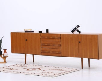 Vintage Nussbaum Sideboard | Mid Century Anrichte | 4 Schubladen | 2 Türen | 1960er Jahre | Designmöbel