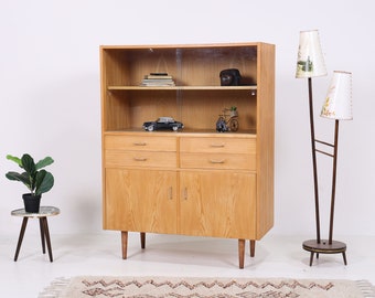 Vitrina Hellerau original de los años 60 | Gabinete de mediados de siglo 426 | Muebles retro vintage de madera de fresno.