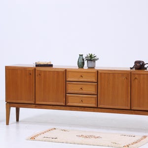 Vintage Teak Sideboard 1960s | Mid Century TV Unit with Drawers & Compartments Retro Wooden Storage