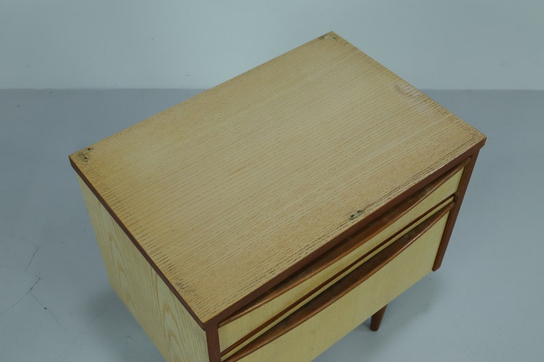 Vintage bedside tables 60s Mid Century Nightstand Mini Dresser Drawers Retro 70s image 9