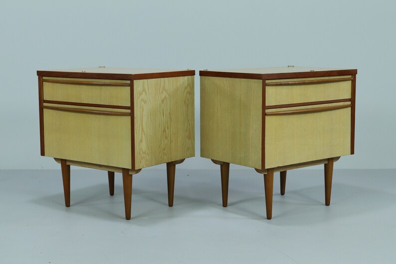 Vintage bedside tables 60s Mid Century Nightstand Mini Dresser Drawers Retro 70s image 3