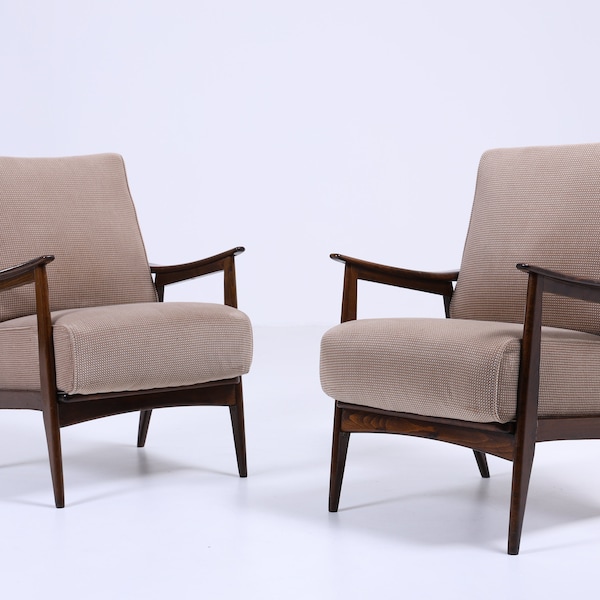 2 Vintage Armlehnsessel 60er Jahre | Design Mid Century Sessel Retro Beige Braun Wohnzimmer 70er