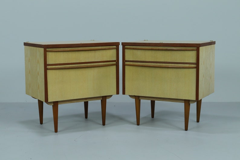 Vintage bedside tables 60s Mid Century Nightstand Mini Dresser Drawers Retro 70s image 2