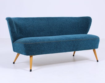 Türkises Vintage Sofa 60er Jahre | Mid Century Couch Stoff Lounge Retro 70er