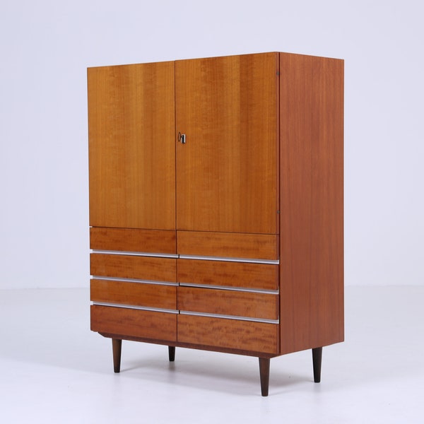 Vintage Wäscheschrank 60er Jahre | Mid Century Schrank Fächerschrank Schubladen Schrank Retro Hochglanz Holz