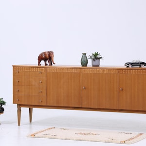 Vintage Sideboard 1960s | Mid Century TV Unit with Drawers & Compartments Retro Wooden Storage