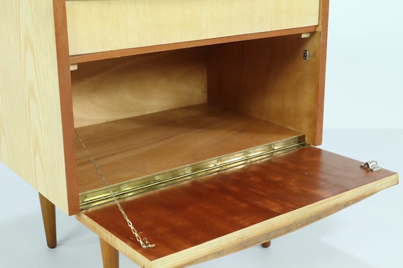 Vintage bedside tables 60s Mid Century Nightstand Mini Dresser Drawers Retro 70s image 7