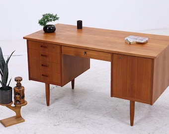 Vintage Teak Schreibtisch | Mid Century Design | 4 Schubladen | Schrankfach | Danish Design