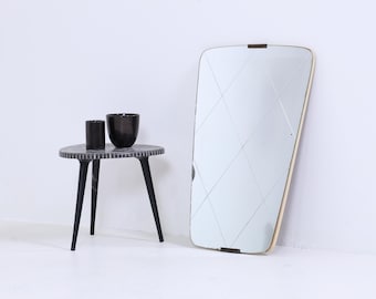 Vintage 1960s Mirror | Mid-Century Hanging Mirror, Wood, Retro, Slanted, Vintage