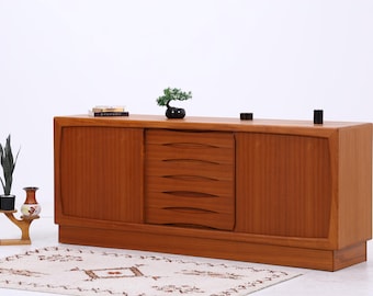 Dyrlund Teak Sideboard | Danish Modern Sideboard | Mid-Century Design | Sliding Doors and Drawers