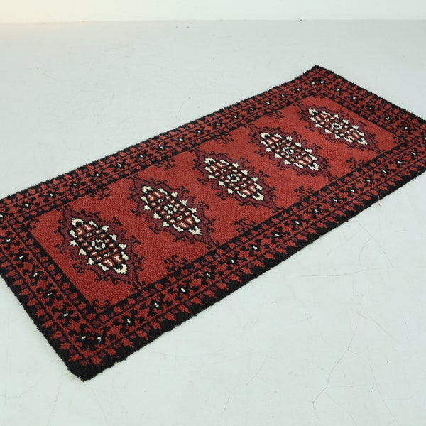 Roter Läufer | Orientteppich Perserteppich Vintage 1,9 m x 0,9 m 100 % Handarbeit