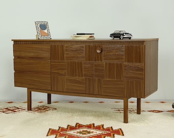 Vintage Sideboard 70er Jahre | Mid Century TV Board Schubladen Anrichte Schrank Karo Retro 60er