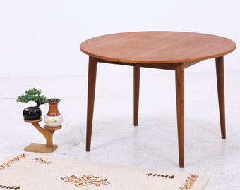 Vintage Teak Esstisch | Runder Mid Century Esstisch | Danish Design | 1960er 1970er Jahre | Massiver Look
