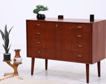 Komoda z drewna tekowego Johannes Sorth Vintage | Duński design | Połowa wieku | Lata 60. XX wieku | 4 szuflady