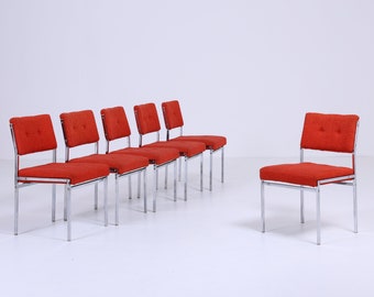 Chaises de table à manger rouges intemporelles | Chaise Mid Century Cadre Chromé Chaises de Cuisine Vintage Rétro Années 60