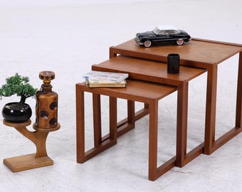 Teak Satztische | Mid Century Beistelltische | Danish Design Couchtisch | 3er Set