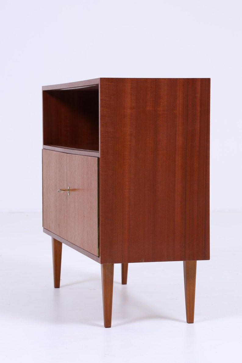 Commode vintage étroite des années 60 Mid Century Small Buffet Hall Chest Cabinet Rétro années 70 avec étagère ouverte image 5