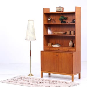 Vintage teakhouten plank uit de jaren 60 | Retro boekenplank uit het midden van de eeuw, houten opbergruimte 2/2
