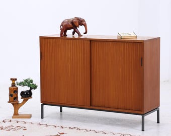 Vintage Kommode mit Schiebetüren | Mid Century 60er Holz Aktenschrank Schrank