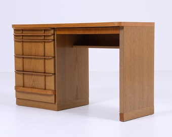 Table de bureau en chêne - Bureau du milieu du siècle | Table de travail de style rétro des années 60