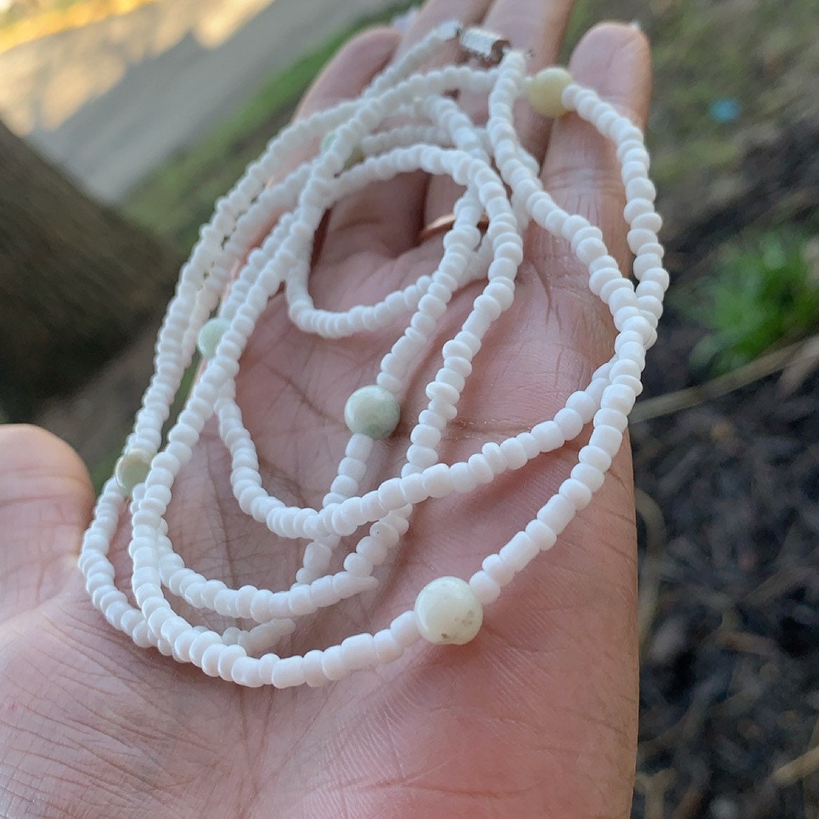 White Waist Beads w/Amazon its crystals | Etsy