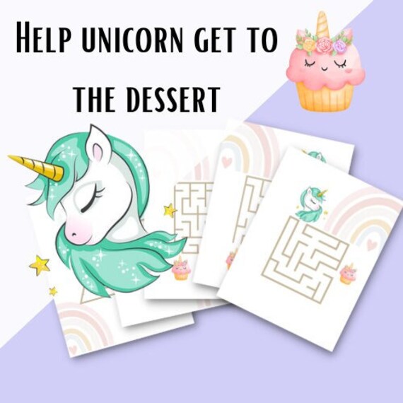 Easy Maze Printable Unicorn Maze Games for Kids Activity - Etsy