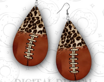Football Leopard Print Drop Earring PNG: Sublimation Design (Digital Download)