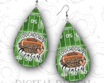 Touchdown Season Earring PNG, Football Earring Template, Football Field Sublimation Earring