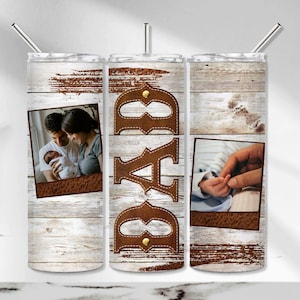 Dad Photo Tumbler PNG, Father's Day Tumbler Wrap, Add your own photo Sublimation Tumbler Design, Personalized Dad Photo Tumbler PNG, 20 oz