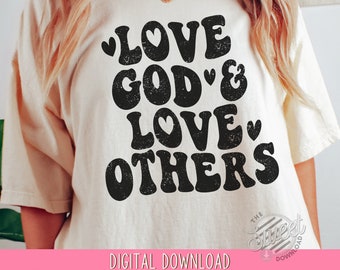 Christian PNG, Retro Sublimation Design, Love God Shirt Design, Shirt Back Design, Vintage Retro PNG, Religious PNG, Valentine's Day Shirt