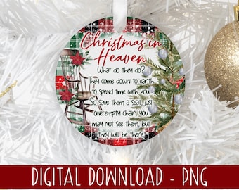 Christmas In Heaven Ornament PNG, Christmas in Heaven Sublimation Design, Memorial Ornament Template, Christmas Round PNG