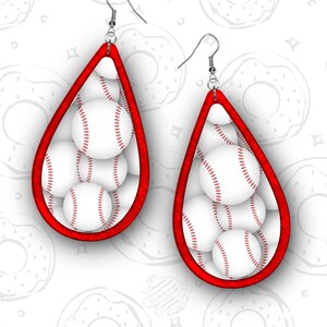 Baseball Earring PNG, Teardrop Earring PNG Sublimation Design, Sports Earring Template, Baseball Mom Earring Blank
