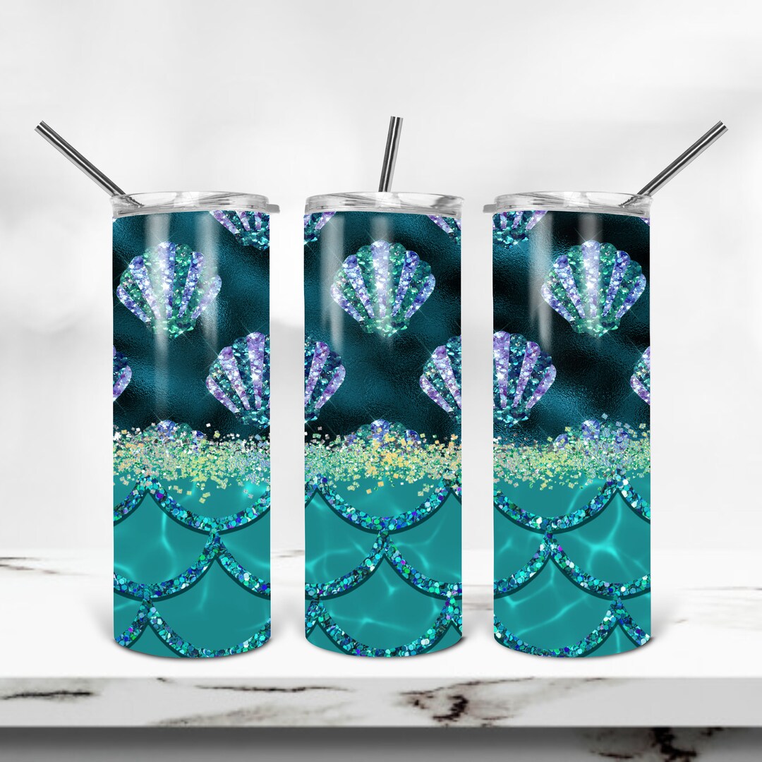 Ocean 20 Oz Skinny Tumbler Sublimation Design, Mermaid Sea Shell ...