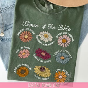 Femme de la Bible chrétienne PNG, sublimation rétro, conception de chemise Boho Daisy DTF, téléchargement numérique de verset de la Bible basé sur la foi, printemps
