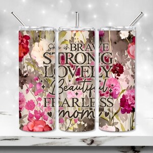 Mom Tumbler Wrap, She is Tumbler PNG, Mothers Day Sublimation Tumbler Design, Boho Floral 20 oz Skinny Tumbler, Seamless Tumbler Template