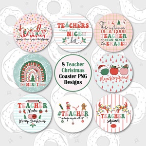 Christmas Car Coaster PNG, Teacher Sublimation Coaster, Teaching Coaster Bundle, Teacher Gift Coaster Designs, Coaster Template, Round PNG