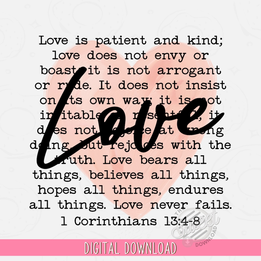 Christian Valentine PNG, Love is Patient Sublimation Design, Love Never ...