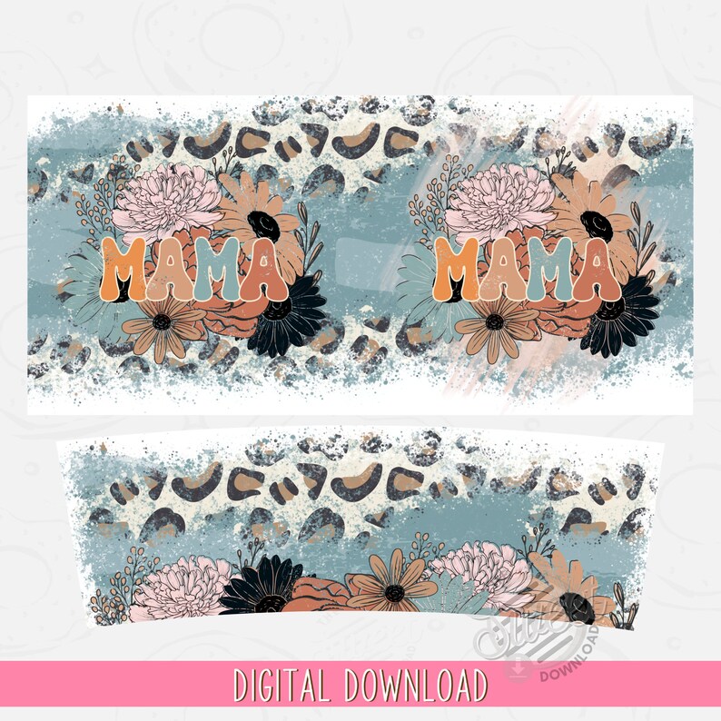 Retro Mama 40oz Quencher Tumbler Wrap, Mom Tumbler PNG, Retro Floral 40 ...