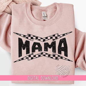 Karierte Mama PNG, Retro Mama Sublimationsdesign, Mama DTF Shirt Design, Muttertag Digitaler Download, Mama SVG