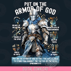 Christliches PNG, Rüstung Gottes Sublimationsdesign, Herren-Shirt-Design, männliche Version, Bibel-Vers Epheser Digitaler Download, Glaube DTF Design Bild 2