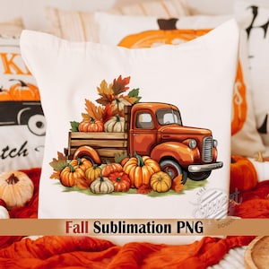 Thanksgiving Truck PNG, Fall Truck Sublimation Design, Vintage Truck with Pumpkins DTF Shirt Design, Fall Pumpkin Truck Clipart