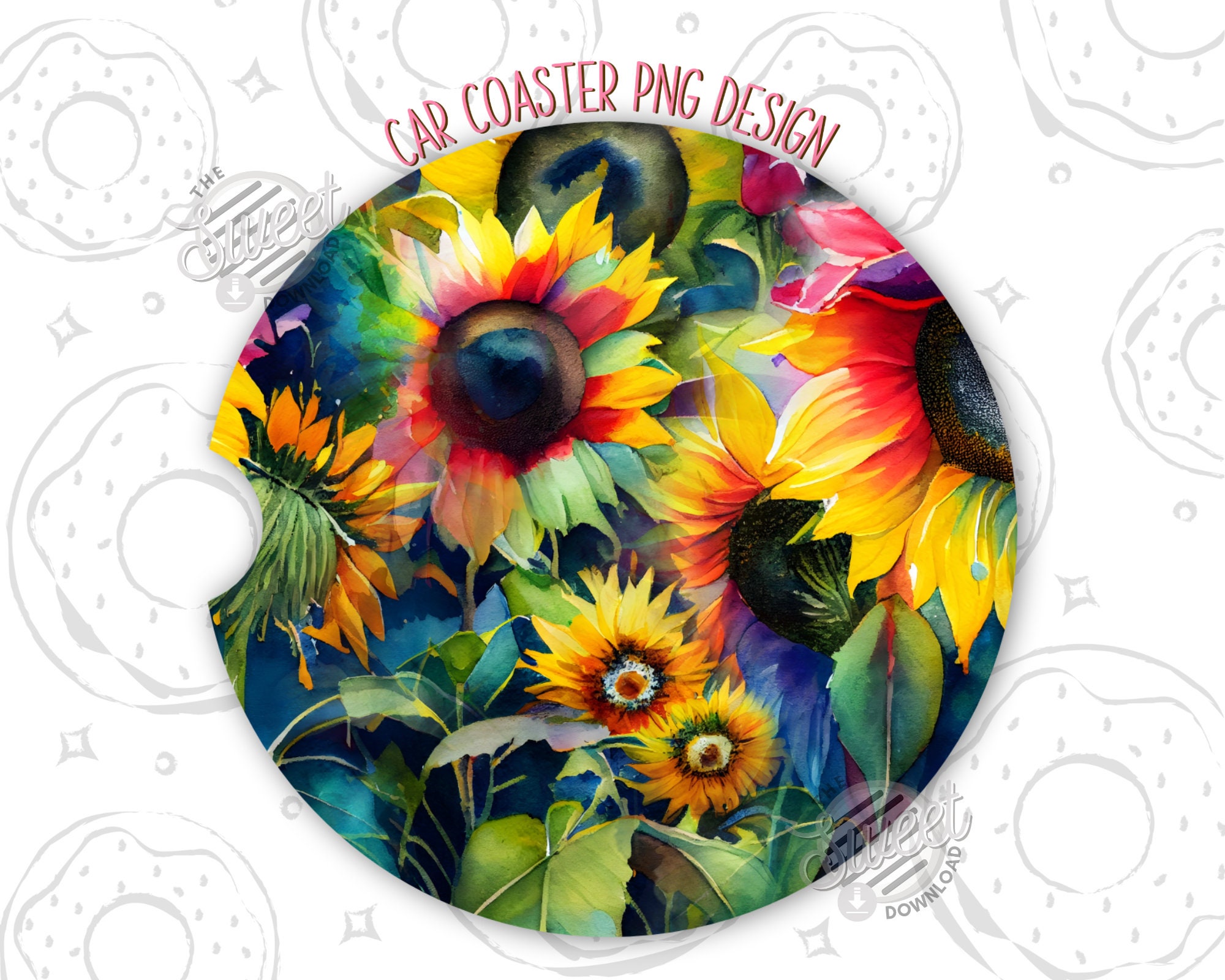 Sunflower Car Coaster Sublimation Png Graphic by TE300 · Creative