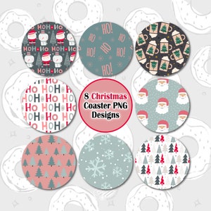 Car Coaster PNG, Christmas Coaster Bundle, Santa Coaster PNG, Car Accessories, Winter Car Coaster Sublimation Design, Coaster Bundle