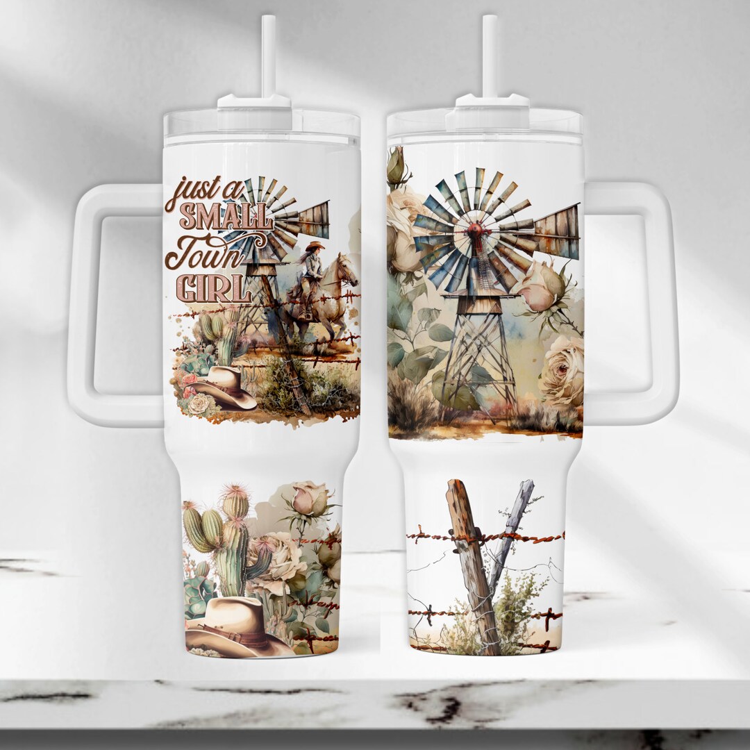 Western 40 Oz Tumbler Wrap, Small Town Girl 40 Oz Tumbler PNG, Cowgirl ...