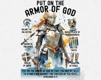 Christian PNG, Armor of God Sublimation Design, Bible Verse Shirt Design, Bible Verse Ephesians Digital Download, Faith DTF Design